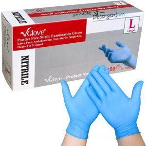 Găng Tay Vglove Nitrile Màu Xanh Không Bột (50 đôi/hộp)